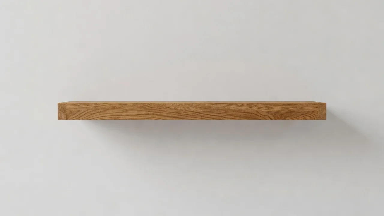 Wall-Mounted Oak Shelf